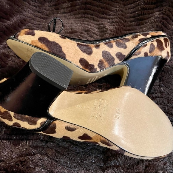 Franco Barbieri Leopard Haircalf Peep-Toe Pump 8 B - Picture 7 of 14